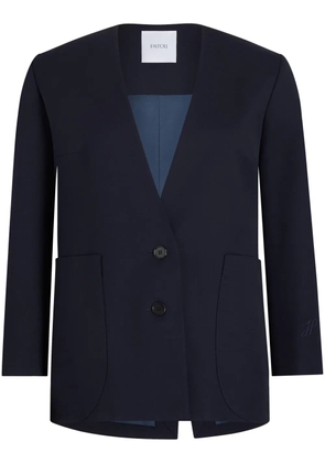 Patou collarless twill jacket - Blue