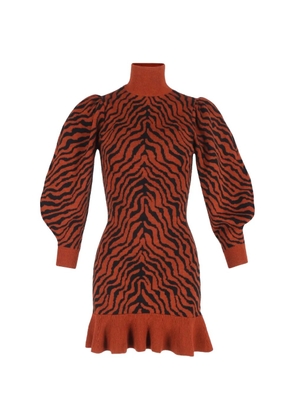 Ulla Johnson ruffled-hem patterned mini dress - Orange