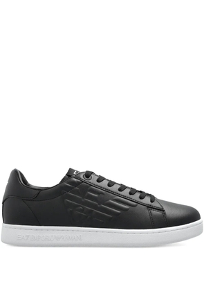 Ea7 Emporio Armani logo-embellished leather sneakers - Black
