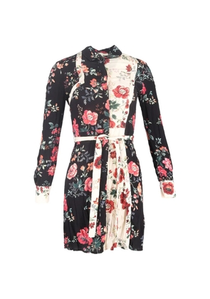 Maje Riller two-tone floral mini shirt dress - Black
