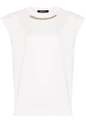 Fabiana Filippi beaded cotton T-shirt - White