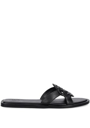 Gant leather logo-embossed flat sandals - Black