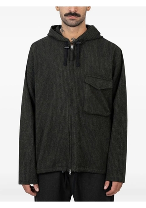 Universal Works hooded stripe-pattern jacket - Black