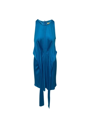 Issa draped-belt scoop-neck dress - Blue