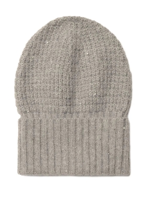 Fabiana Filippi sequin-embellished ribbed beanie - Grey