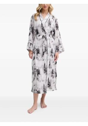 DKNY abstract-print belted robe - White