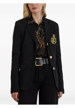 Lauren Ralph Lauren embroidered-detail buttoned blazer - Black
