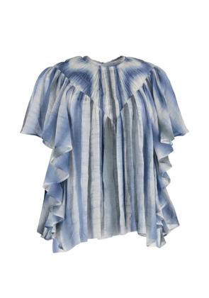 Chloé Vintage ruffled tie-dye blouse - Blue
