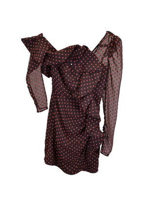 Self-Portrait one-shoulder ruffled dress - Black