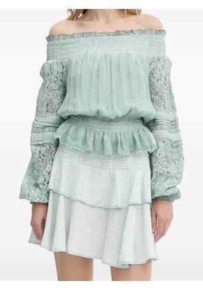 GUESS USA ruffled lace-insert skirt - Blue