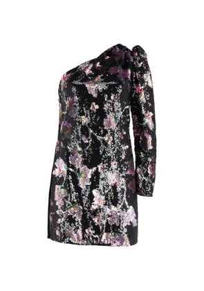 Self-Portrait velvet one-shoulder mini dress - Black