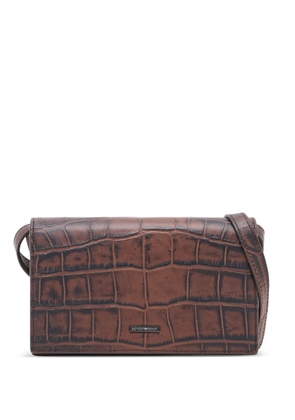 Emporio Armani crocodile-embossed leather shoulder bag - Brown