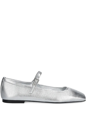 Kennel & Schmenger buckle-strap square-toe ballet flats - Silver