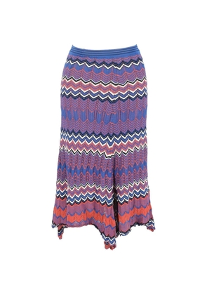 SANDRO pointelle chevron midi skirt - Blue