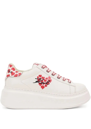 Karl Lagerfeld heart-print platform sneakers - White