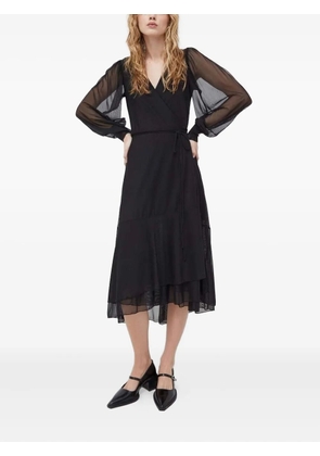 Bruuns Bazaar wrap sheer-sleeve midi dress - Black