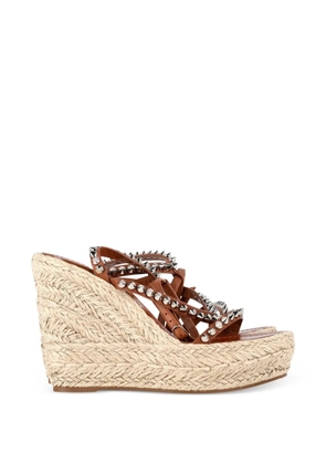 Christian Louboutin Pre-Owned Mafaldina Zeppa studded wedge sandal - Brown