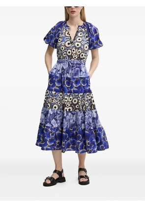 Desigual puff-sleeve tiered dress - Blue