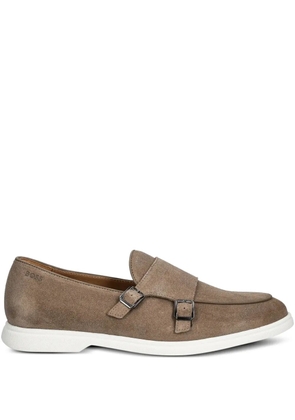 BOSS double-buckle suede loafers - Brown