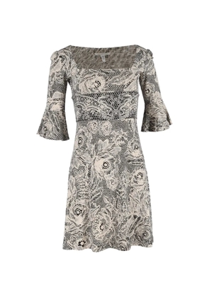 Diane Von Furstenberg Vintage square neck print dress - Neutrals