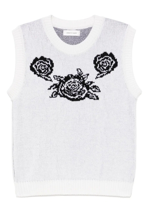 Ernest W. Baker rose-embroidered vest - White