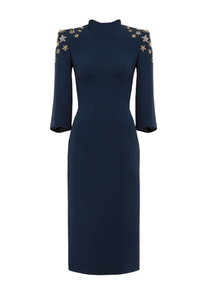 Jenny Packham star-embellished mock-neck midi dress - Blue