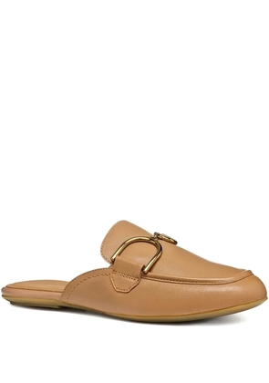 Geox Palmaria leather flat mules - Brown