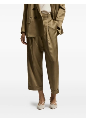 Peserico pleated-front satin trousers - Green