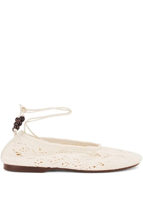 ALOHAS beaded lace-up rosemary ballet - Neutrals