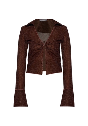 Oséree tie-detail collared top - Brown