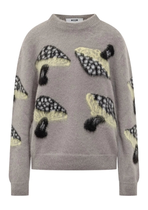 MSGM mushroom-intarsia sweater - Grey