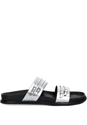 VAGABOND buckle-detail leather slides - Silver