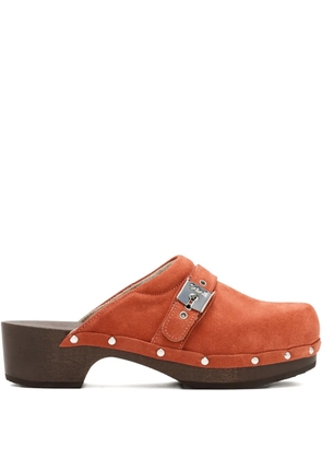Scholl 50mm buckle-fastening studded mules - Orange