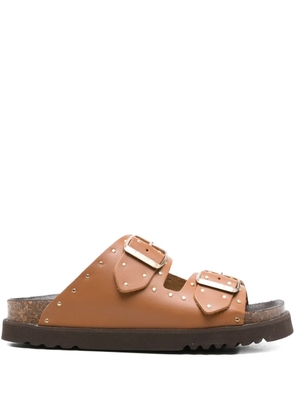 Scholl Beatriz studded double-buckle sandals - Brown