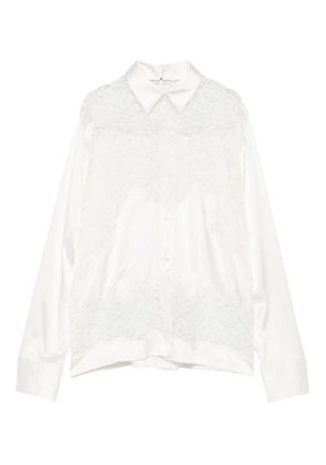 Ermanno Scervino lace-panel satin blouse - White