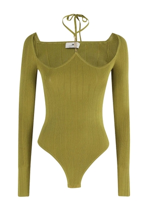 Elisabetta Franchi neck-tie ribbed bodysuit - Green
