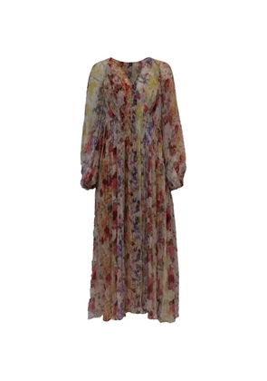 ZIMMERMANN floral pleated midi dress - Neutrals