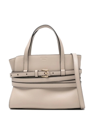 Moschino belted leather tote bag - Neutrals