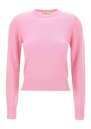 Blumarine embroidered ribbed cashmere sweater - Pink
