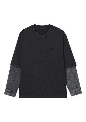 FIVE CM layered denim-sleeve T-shirt - Black