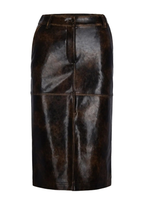 Patrizia Pepe leather-effect panelled midi skirt - Brown