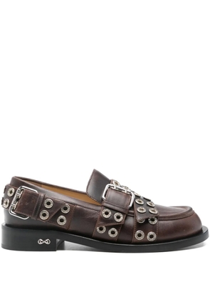 MACH & MACH buckle-belt leather loafers - Brown