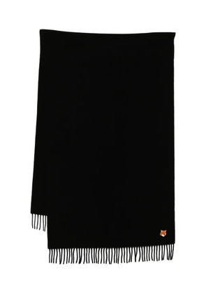 Maison Kitsuné logo-embroidered scarf - Black