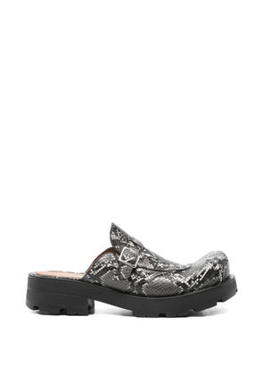 Charles Jeffrey Loverboy snakeskin buckle mules - Grey