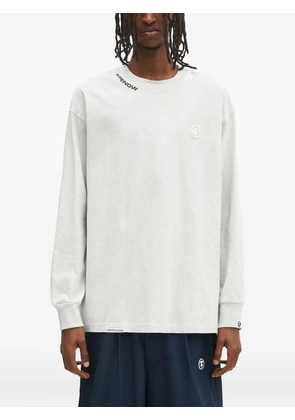 AAPE BY *A BATHING APE® logo-embroidered sleeve-print long-sleeve T-shirt - Grey