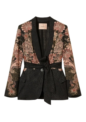 TWINSET paisley-print belted blazer - Black