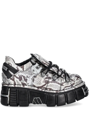 NEW ROCK snakeskin-effect platform sneakers - White