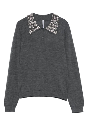 Liviana Conti embellished-collar polo-neck sweater - Grey