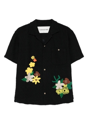 Andersson Bell flower-embroidered open-collar shirt - Black