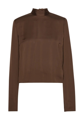 ROTATE BIRGER CHRISTENSEN cowl-back long-sleeve top - Brown